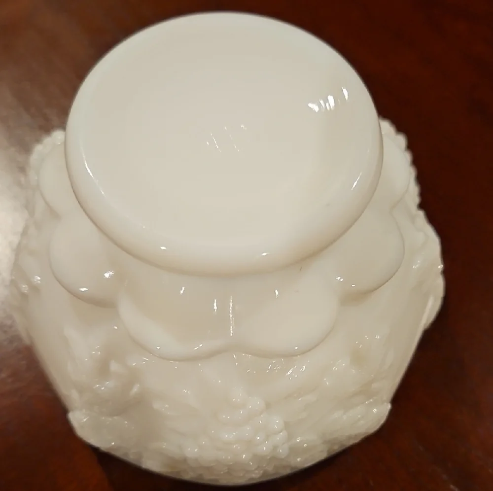 Westmoreland Milk Glass Paneled Grape & Vine Small Bowl Trinket Dish